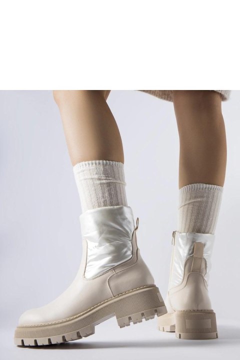 Beżowe botki z ozdobną cholewką Garrett - Solea Solea Beżowe botki z ozdobną cholewką Garrett - Solea Solea