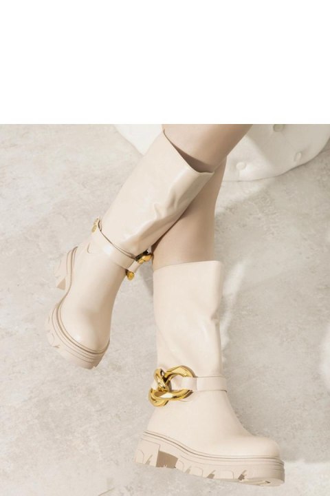 Beżowe ocieplane botki z łańcuchem Harrison - Solea Solea