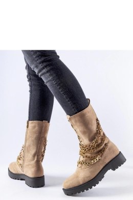 Beżowe ocieplane botki z łańcuszkiem Carroll - Solea Solea