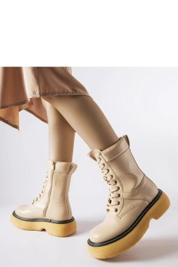 Beżowe ocieplane workery na platformie Davi - Solea Solea