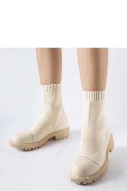 Beżowe skarpetowe botki z cyrkoniami Vail - Solea Solea