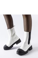 Białe klasyczne ocieplane botki sztyblety Porcigatone - Solea Solea