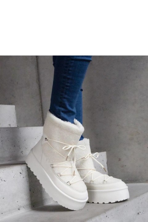 Białe śniegowce na platformie ocieplane futerkiem Andra - Solea Solea