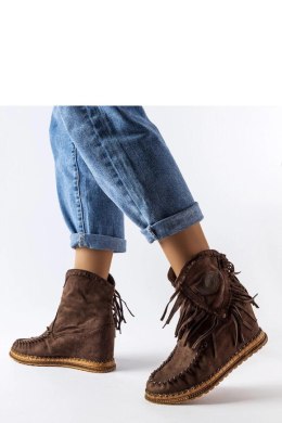 Brązowe botki na koturnie Giudice - Solea Solea