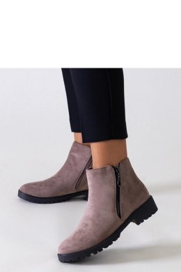 Brązowe botki z metalowymi wstawkami eko-zamsz Branda - Solea Solea