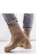 Brązowe botki z skarpetkową cholewką Lujan - Solea Solea
