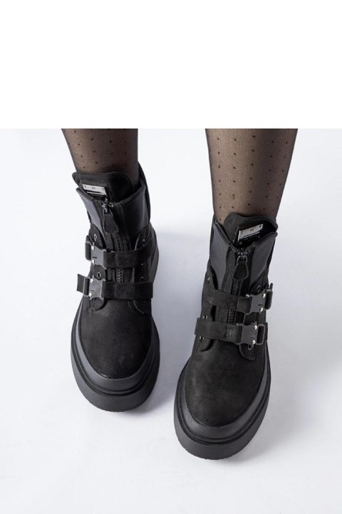 Czarne botki na platformie Glen z klamrami - Solea Solea