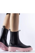 Czarne botki na różowej podeszwie Georgette - Solea Solea