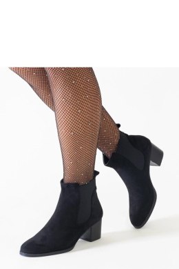 Czarne botki na słupku z elastycznymi wstawkami eko-zamsz Nadisa - Solea Solea