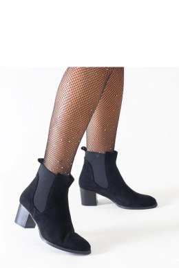 Czarne botki na słupku z elastycznymi wstawkami eko-zamsz Nadisa - Solea Solea