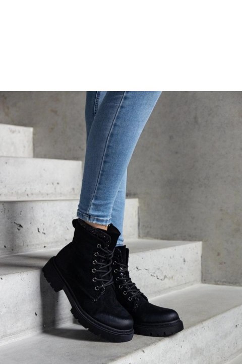 Czarne botki z błyszczącymi wstawkami Prairie - Solea Solea