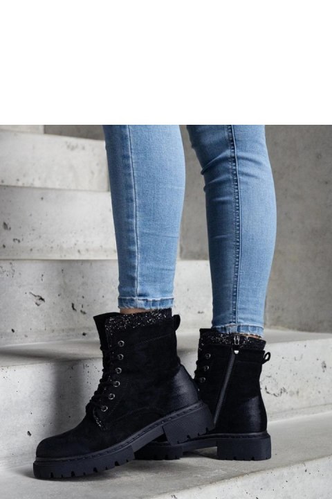 Czarne botki z błyszczącymi wstawkami Prairie - Solea Solea