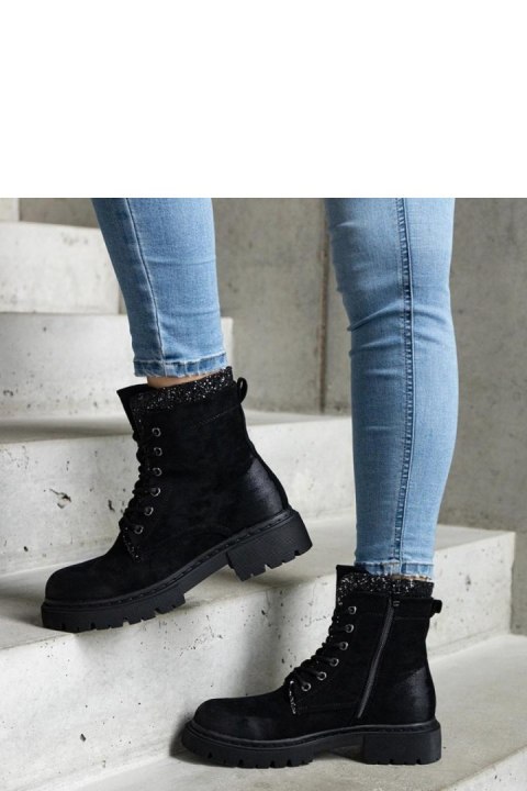 Czarne botki z błyszczącymi wstawkami Prairie - Solea Solea