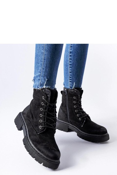 Czarne botki z błyszczącymi wstawkami Prairie - Solea Solea