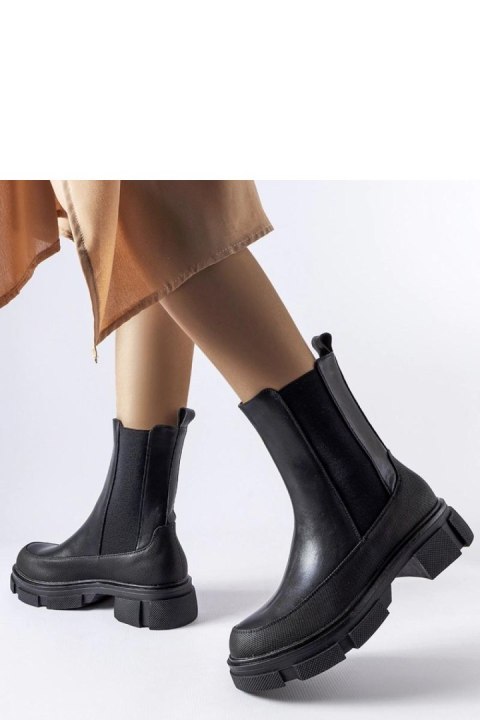 Czarne botki z elastyczną cholewką Faisal - Solea Solea