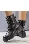Czarne botki z ozdobnym wiązaniem Hildel - Solea Solea