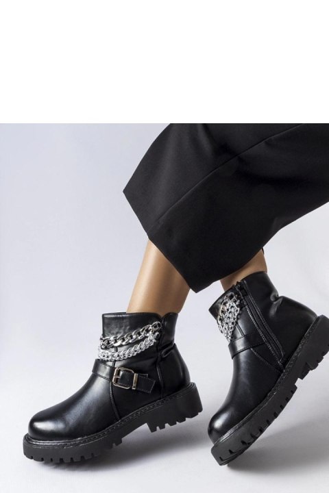 Czarne botki z ozdobnymi łańcuchami Mezzavia - Solea Solea