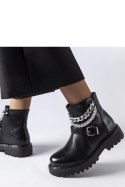 Czarne botki z ozdobnymi łańcuchami Mezzavia - Solea Solea