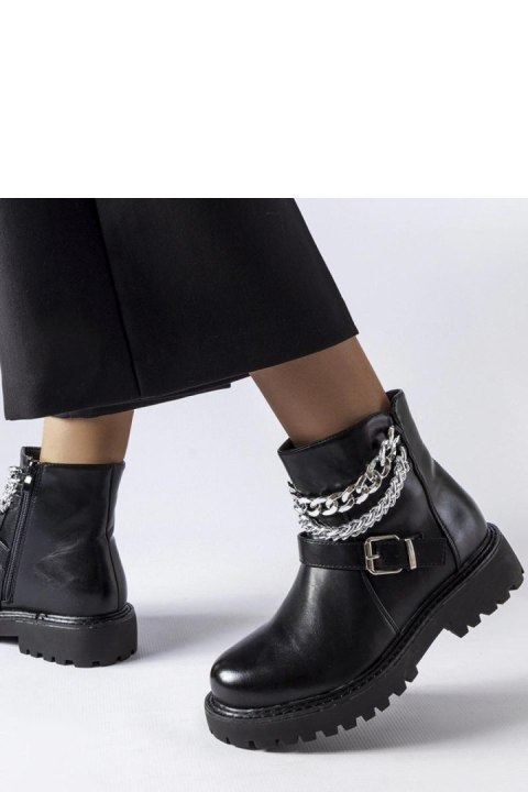 Czarne botki z ozdobnymi łańcuchami Mezzavia - Solea Solea