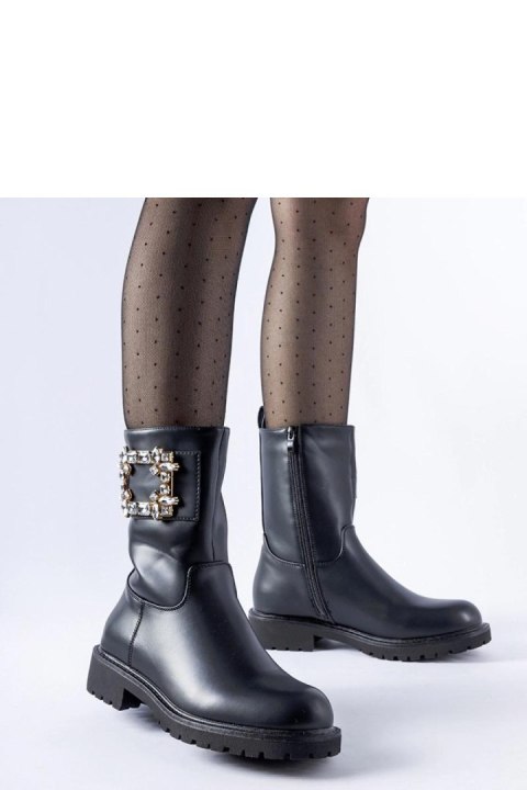 Czarne botki zdobione cyrkoniami Wagner - Solea Solea