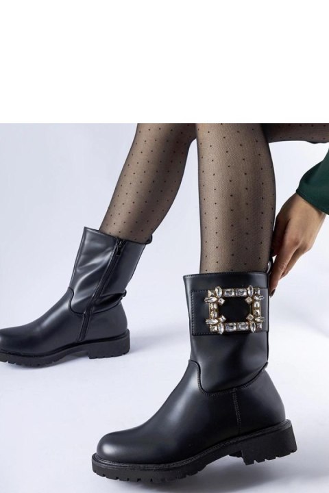 Czarne botki zdobione cyrkoniami Wagner - Solea Solea