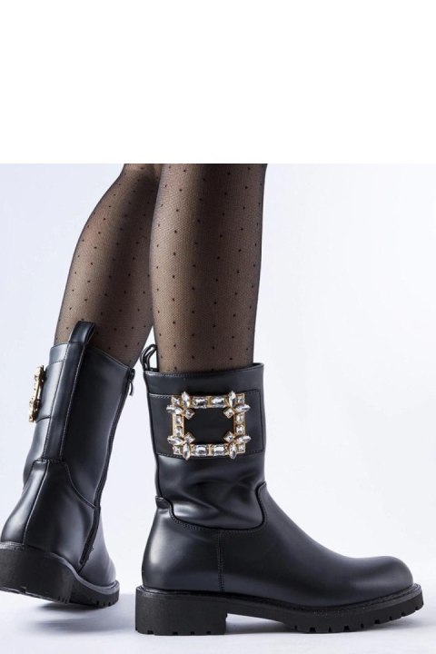 Czarne botki zdobione cyrkoniami Wagner - Solea Solea