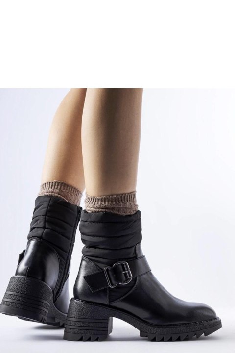 Czarne ciepłe botki na masywnej podeszwie Nisri - Solea Solea