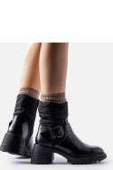 Czarne ciepłe botki na masywnej podeszwie Nisri - Solea Solea