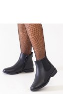 Czarne klasyczne botki z elastyczną wstawką eko-skóra Maiza - Solea Solea