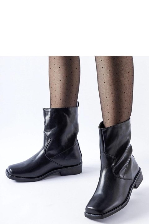 Czarne ocieplane botki prostokątny nosek Bel - Solea Solea