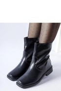 Czarne ocieplane botki prostokątny nosek Bel - Solea Solea