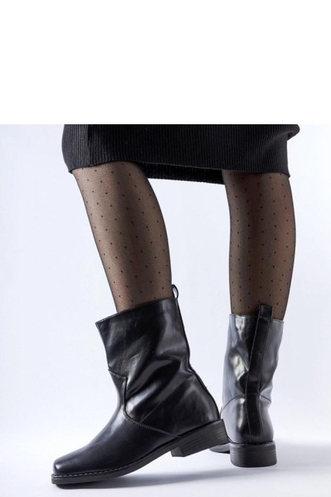 Czarne ocieplane botki prostokątny nosek Bel - Solea Solea