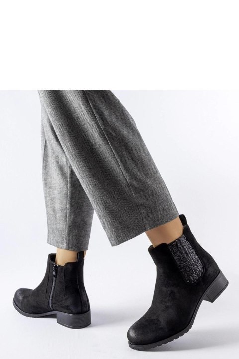 Czarne płaskie botki z ozdobna wstawką Arnoux - Solea Solea