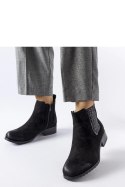 Czarne płaskie botki z ozdobna wstawką Arnoux - Solea Solea