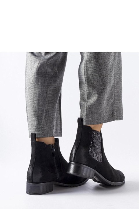 Czarne płaskie botki z ozdobna wstawką Arnoux - Solea Solea