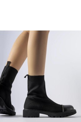 Czarne skarpetowe botki z cyrkoniami Vail - Solea Solea