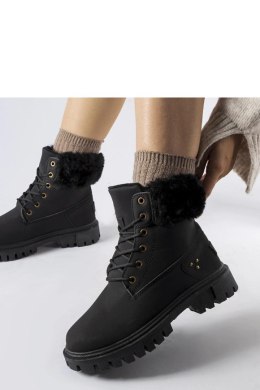 Czarne trapery z ozdobnym futerkiem Alberta - Solea Solea