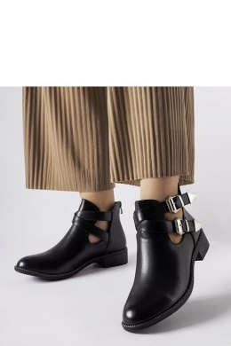 Czarne wycięte botki z klamerkami Franca - Solea Solea