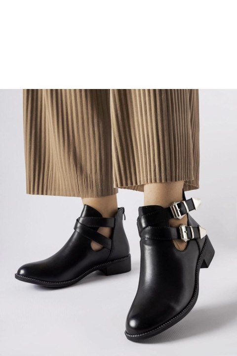 Czarne wycięte botki z klamerkami Franca - Solea Solea