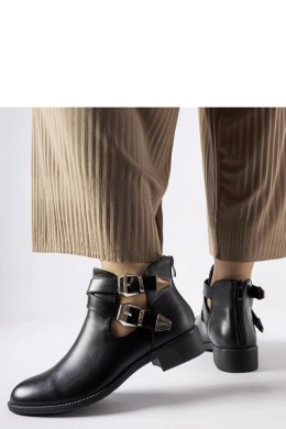 Czarne wycięte botki z klamerkami Franca - Solea Solea