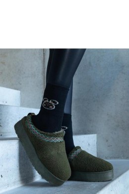 Zielone śniegowce na platformie z niską cholewką i haftowanym wzorem Greene - Solea Solea