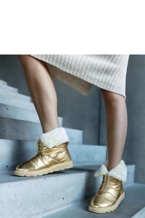 Złote ocieplane śniegowce z kołnierzem Edidda - Solea Solea