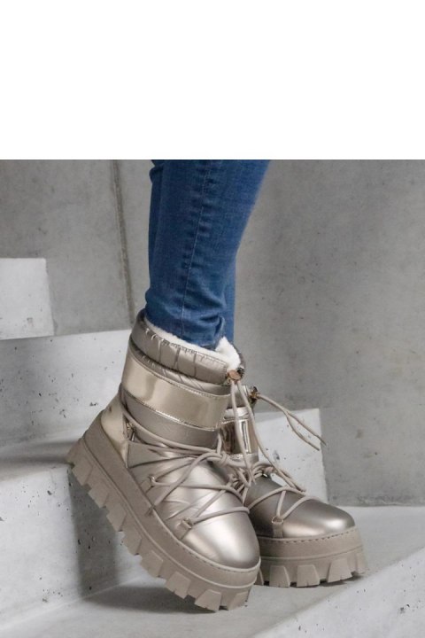 Złote śniegowce na platformie z lakierowanymi wstawkami Losta - Solea Solea