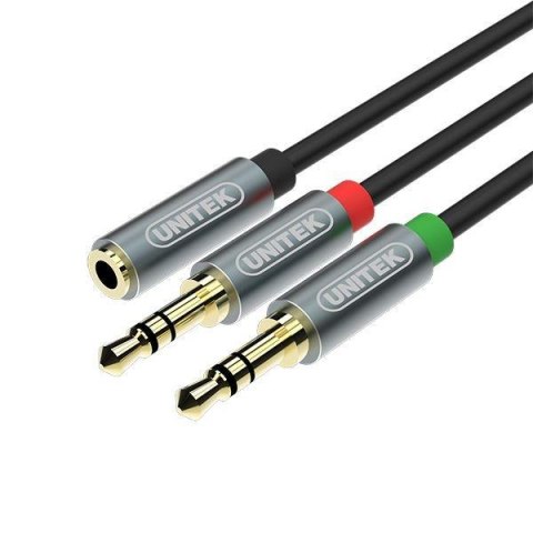 Kabel Unitek Y-C957ABK miniJack 3,5mm (F) - 2x 3,5mm (M) Unitek