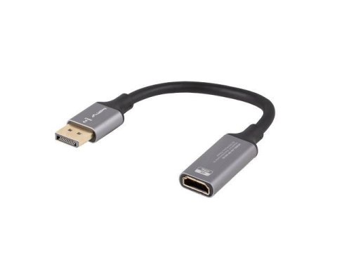 Kabel adapter Lanberg Displayport (M) -> HDMI (F) 4K na kablu 20cm srebrny LANBERG