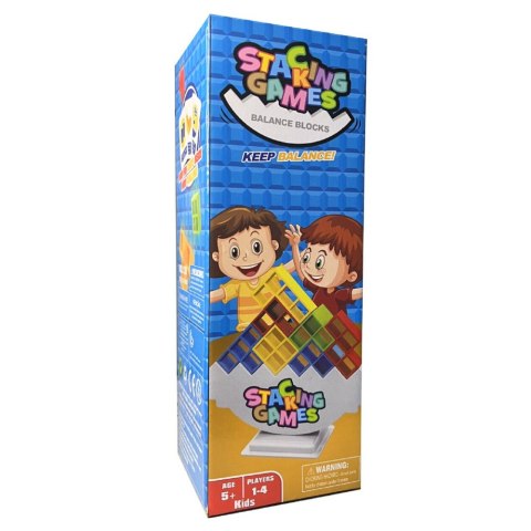 Gra Zręcznościowa Balansująca Wieża Tetris 48 Klocków 22 Karty Kolorowe LEAN Toys Gra Zręcznościowa Balansująca Wieża Tetris 48 Klocków 22 Karty Kolorowe LEAN Toys