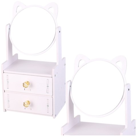 Mini Toaletka Lusterko Do Makijażu Dwie Szuflady Uszy Drewniana Biała LEAN Toys Mini Toaletka Lusterko Do Makijażu Dwie Szuflady Uszy Drewniana Biała LEAN Toys