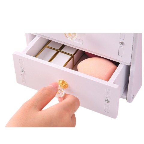 Mini Toaletka Lusterko Do Makijażu Szuflada Uszy Drewniana Biała LEAN Toys Mini Toaletka Lusterko Do Makijażu Szuflada Uszy Drewniana Biała LEAN Toys