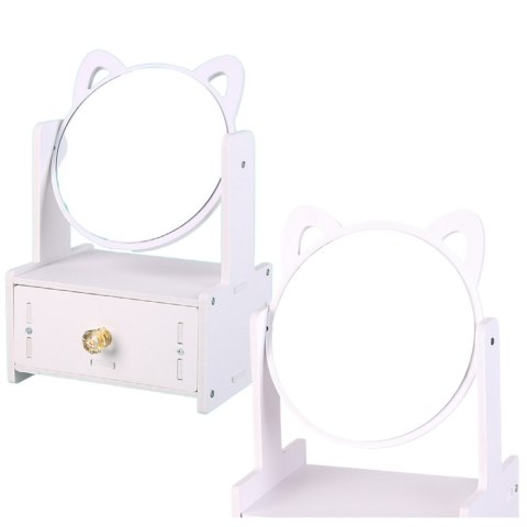 Mini Toaletka Lusterko Do Makijażu Szuflada Uszy Drewniana Biała LEAN Toys Mini Toaletka Lusterko Do Makijażu Szuflada Uszy Drewniana Biała LEAN Toys
