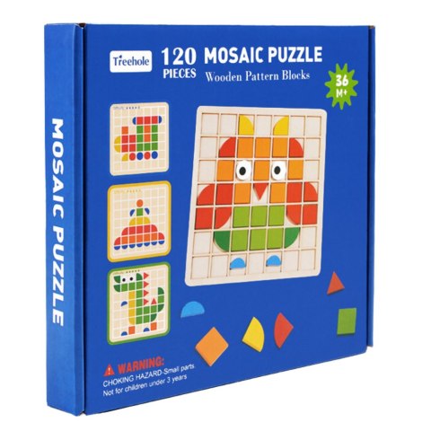 Drewniana Mozaika Puzzle Klocki Kolorowe Karty Wzory 120 Elementów LEAN Toys Drewniana Mozaika Puzzle Klocki Kolorowe Karty Wzory 120 Elementów LEAN Toys